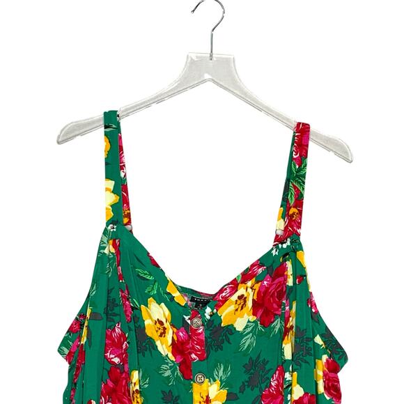 Torrid 5X NEW Fit Flare Floral Tank Top Corset Lace Up Back Adj Straps Bright - Picture 4 of 9